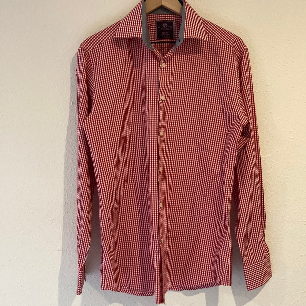 HAWES & CURTIS Brandon Slim Fit Men’s Casual Button Down Gingham Shirt Size M